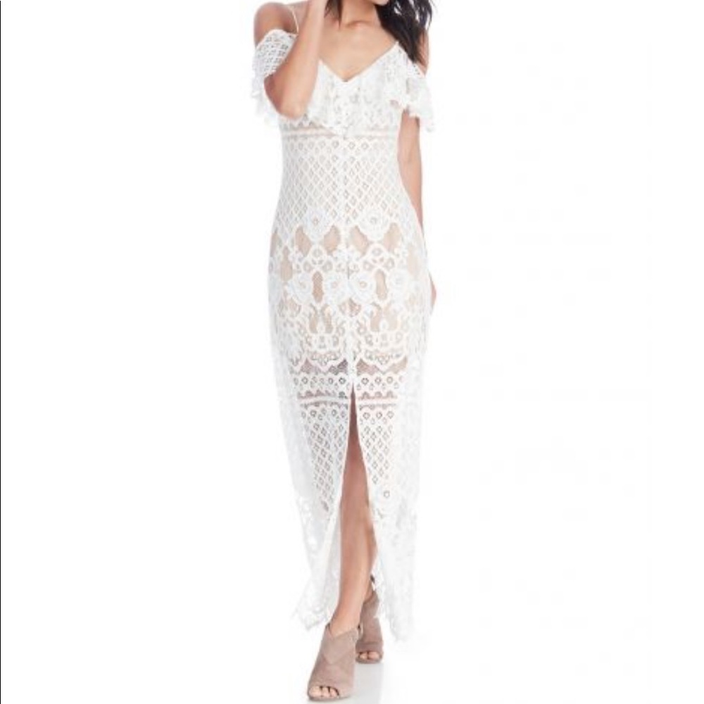 Wayf Luxia Lace off the shoulder dress